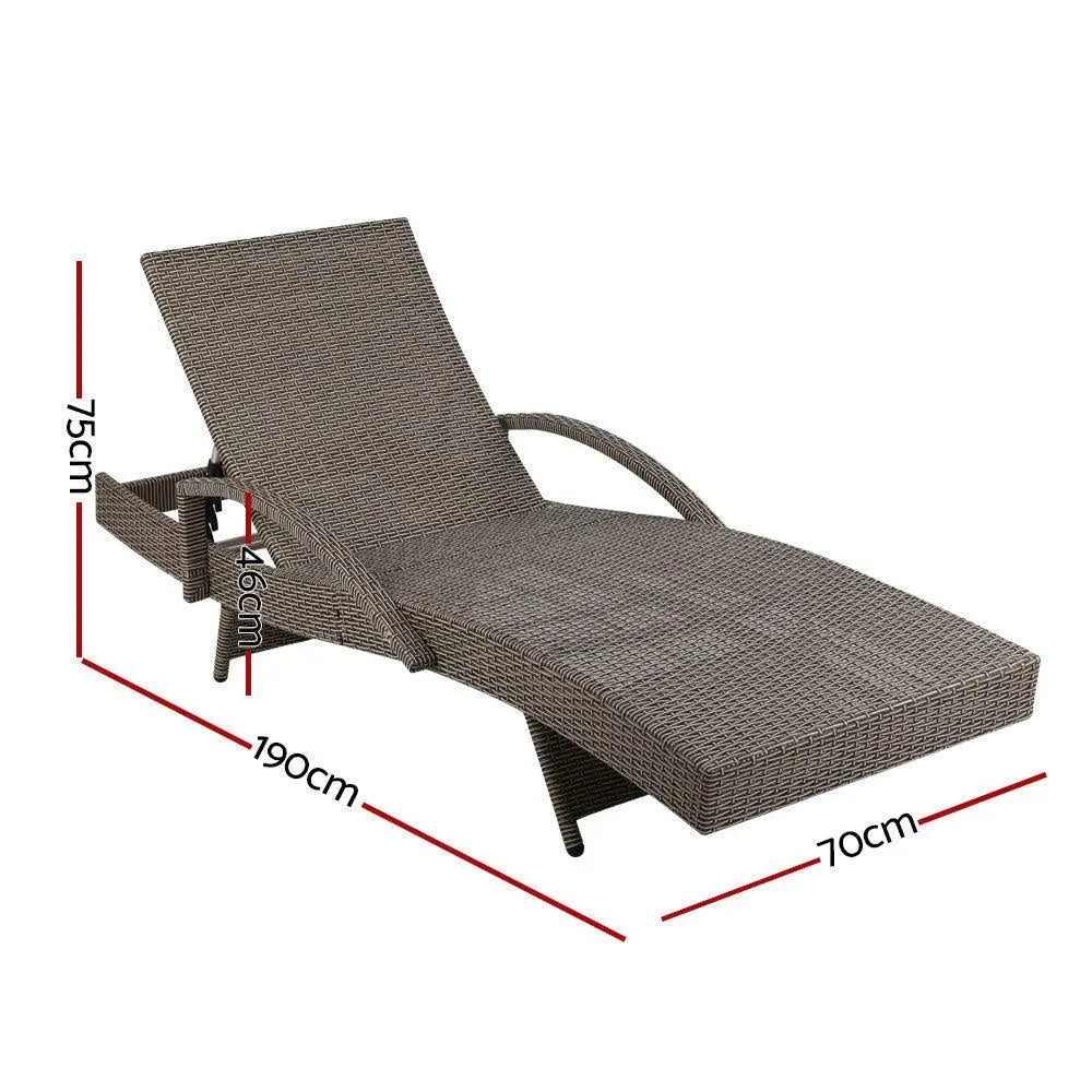 Gardeon Outdoor Sun Lounge - Grey Deals499