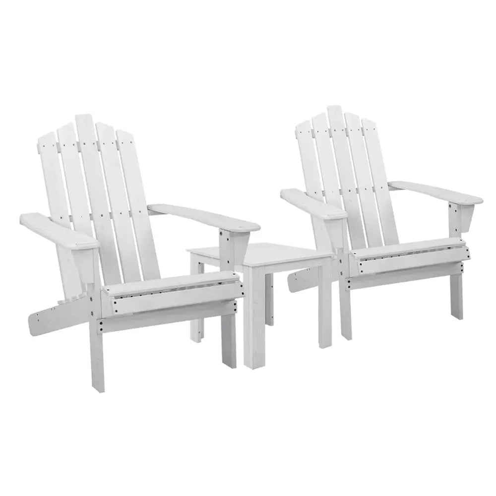 Gardeon Outdoor Sun Lounge Beach Chairs Table Setting Wooden Adirondack Patio Chair White Deals499
