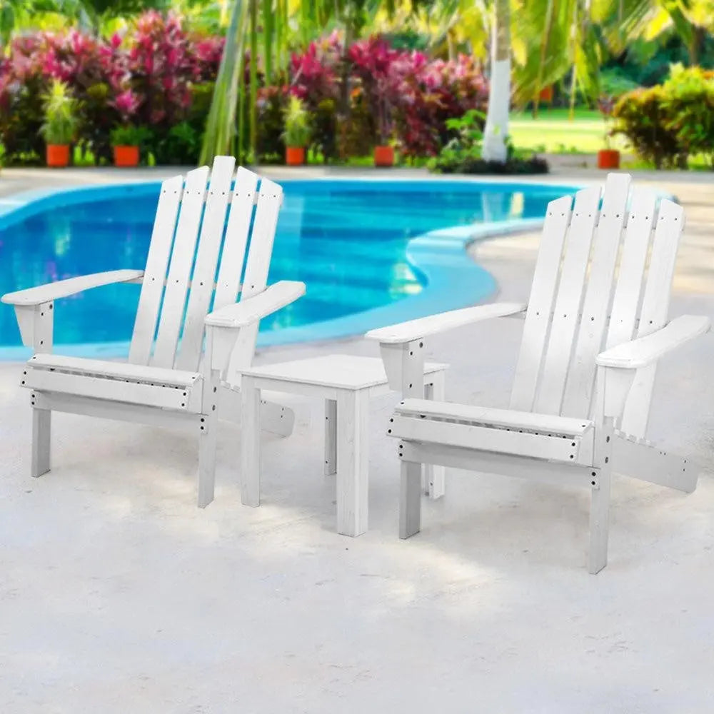 Gardeon Outdoor Sun Lounge Beach Chairs Table Setting Wooden Adirondack Patio Chair White Deals499
