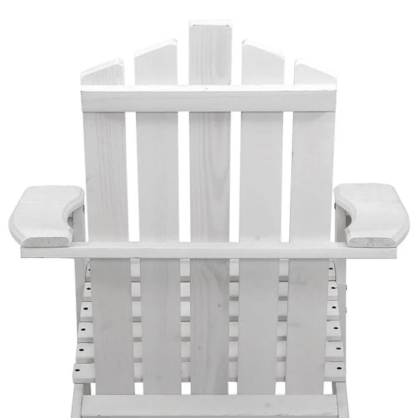 Gardeon Outdoor Sun Lounge Beach Chairs Table Setting Wooden Adirondack Patio - White Deals499