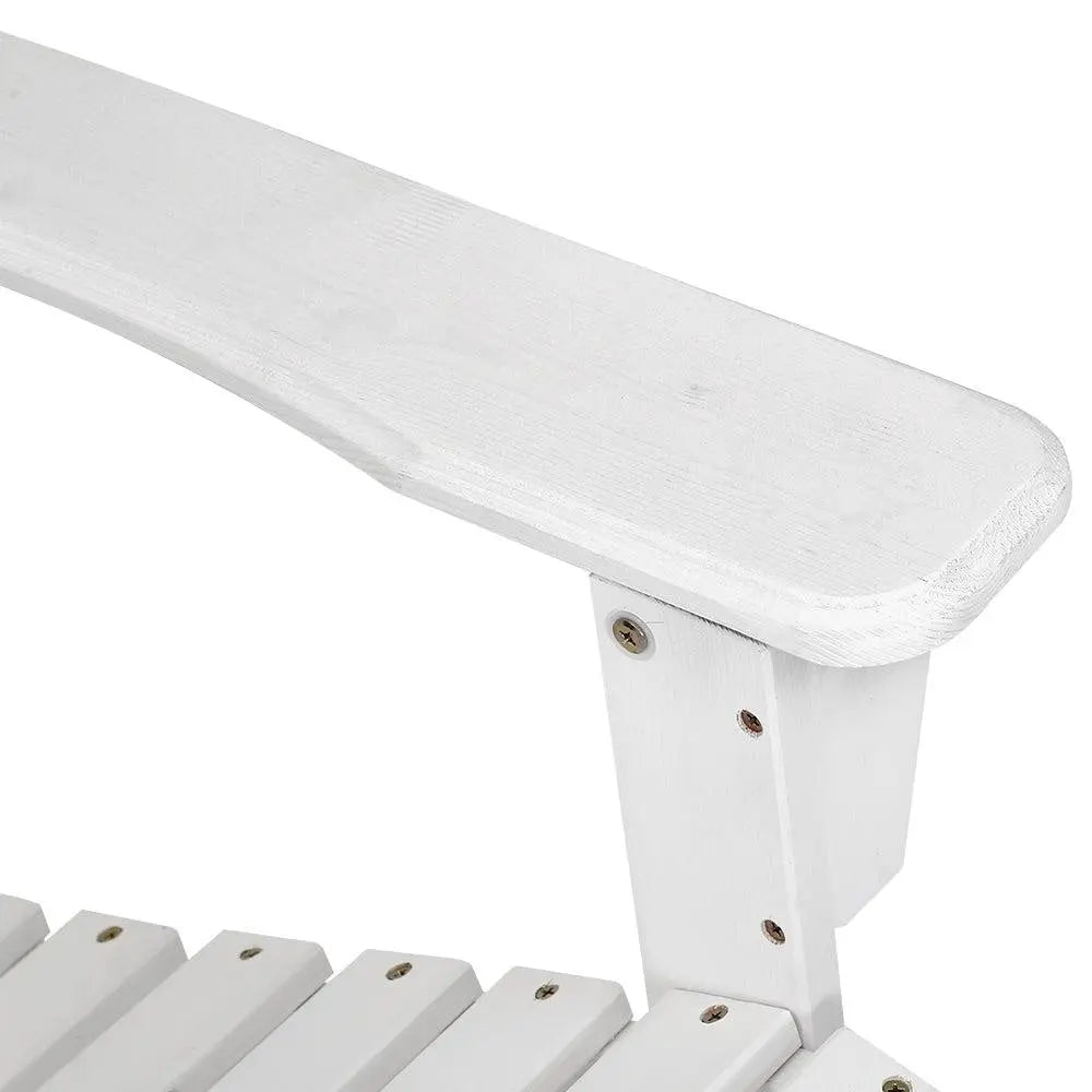 Gardeon Outdoor Sun Lounge Beach Chairs Table Setting Wooden Adirondack Patio - White Deals499