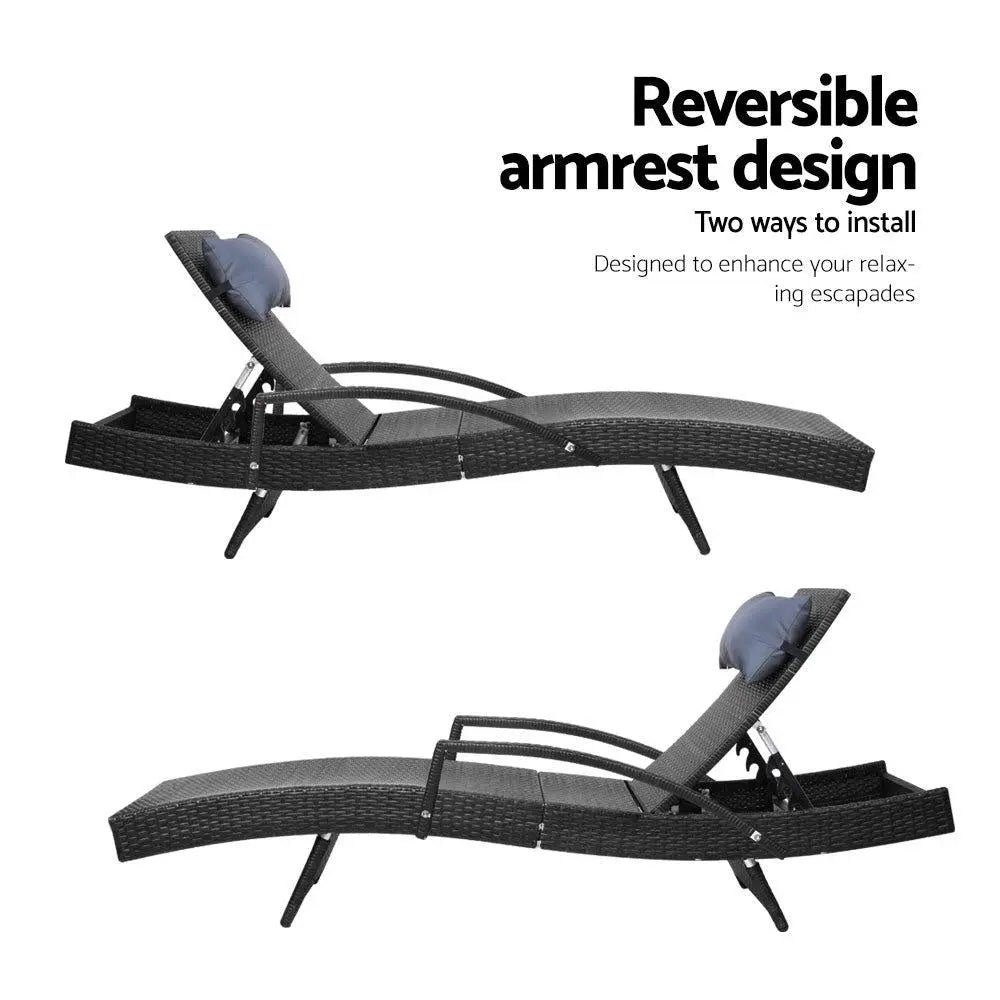 Gardeon Outdoor Sun Lounge Furniture Day Bed Wicker Pillow Sofa Set Deals499