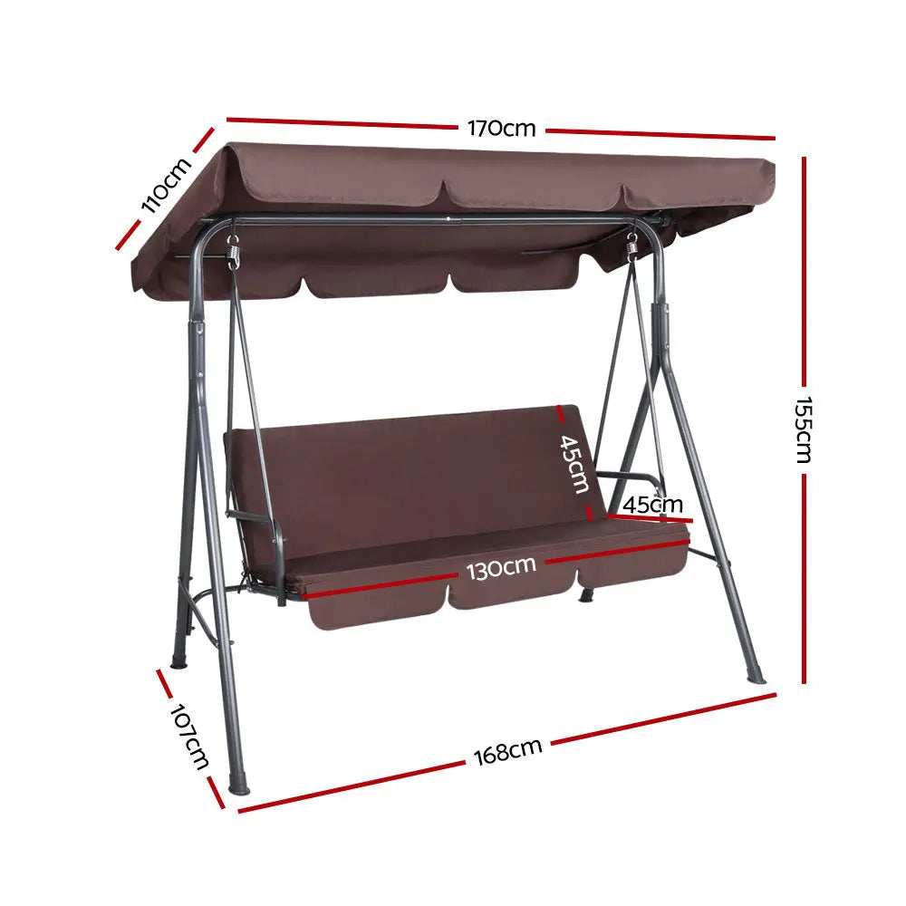Gardeon Outdoor Swing Chair Hammock 3 Seater Garden Canopy Bench Seat Backyard Deals499