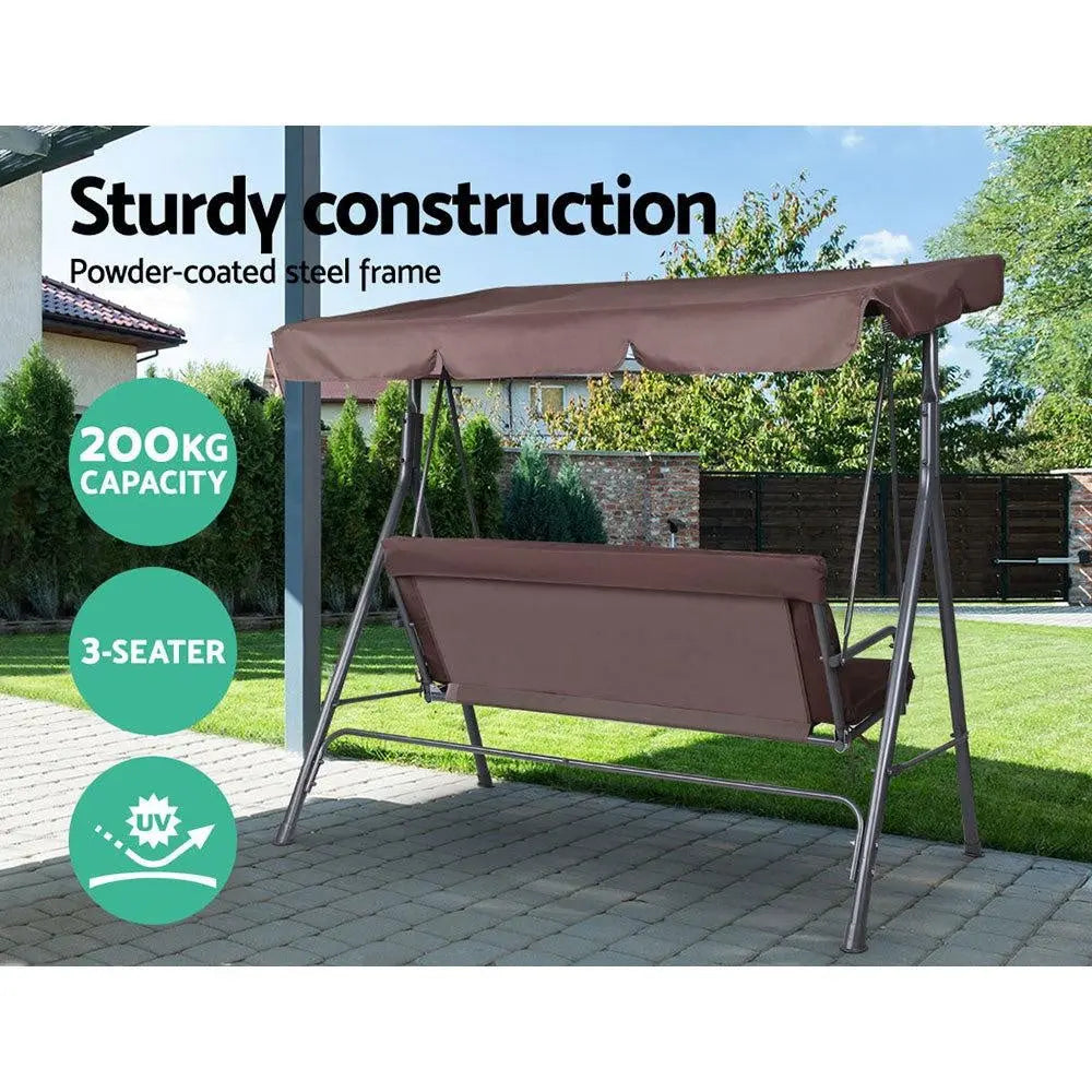 Gardeon Outdoor Swing Chair Hammock 3 Seater Garden Canopy Bench Seat Backyard Deals499