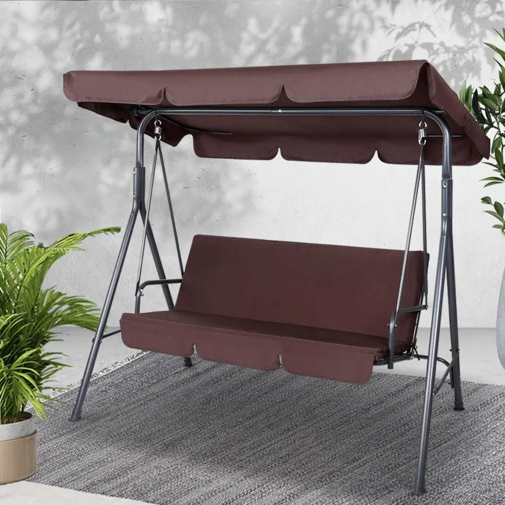 Gardeon Outdoor Swing Chair Hammock 3 Seater Garden Canopy Bench Seat Backyard Deals499