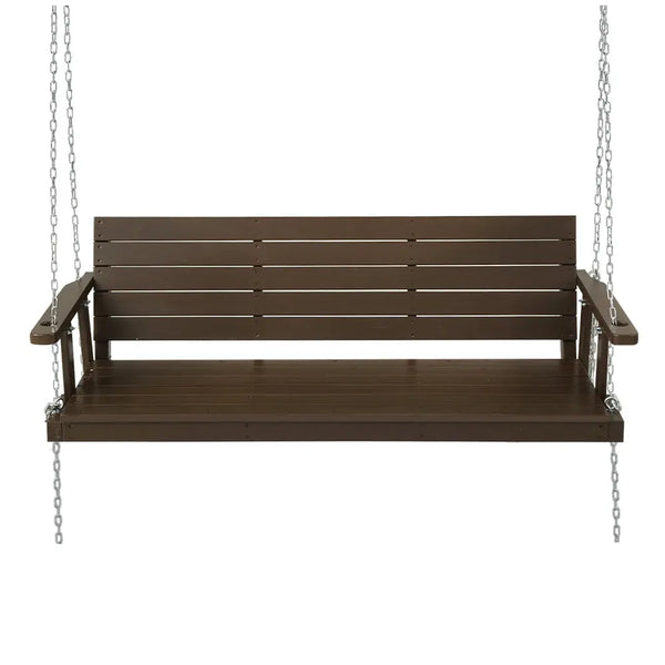 Gardeon Porch Swing Chair with Chain Outdoor Furniture 3 Seater Bench Wooden Brown from Deals499 at Deals499