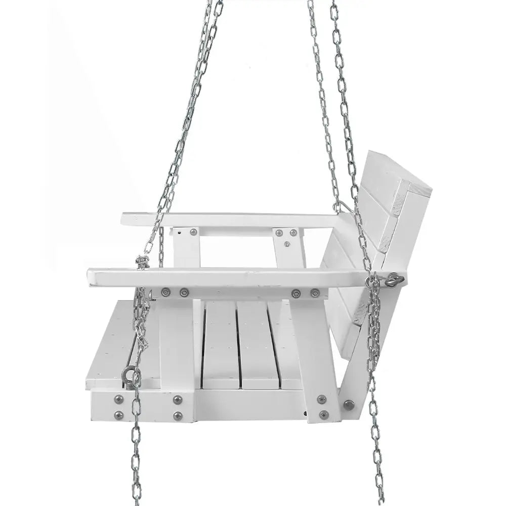 Gardeon Porch Swing Chair with Chain Outdoor Furniture 3 Seater Bench Wooden White from Deals499 at Deals499