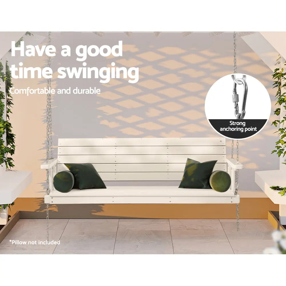 Gardeon Porch Swing Chair with Chain Outdoor Furniture 3 Seater Bench Wooden White from Deals499 at Deals499