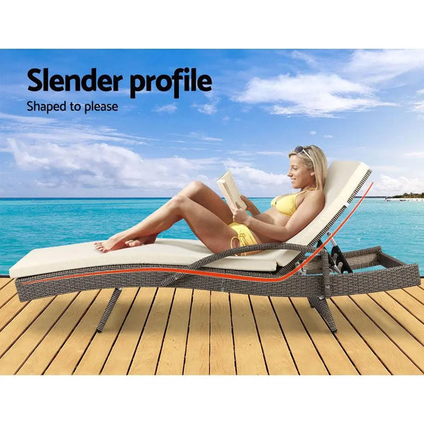 Gardeon Set of 2 Outdoor Sun Lounge Chair with Cushion- Grey Deals499