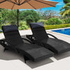 Gardeon Set of 2 Sun Lounge Outdoor Furniture Wicker Lounger Rattan Day Bed Garden Patio Black Deals499