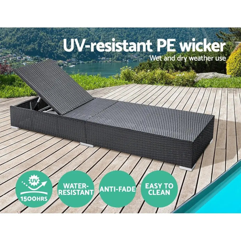 Gardeon Sun Lounge Outdoor Furniture Day Bed Wicker Rattan Garden Sofa Deals499