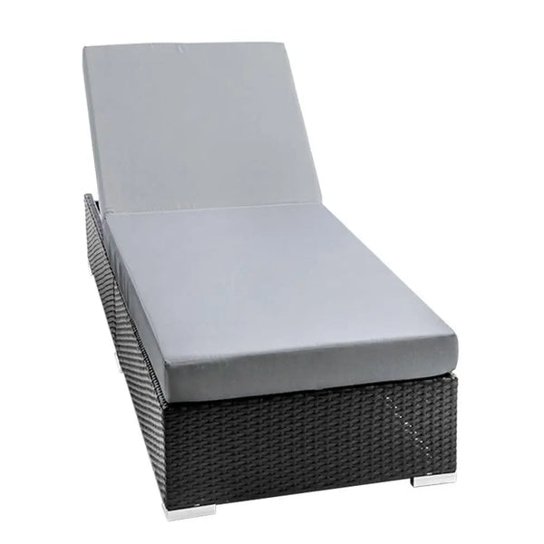 Gardeon Sun Lounge Wicker Lounger Outdoor Furniture Rattan Garden Day Bed Sofa Black Deals499