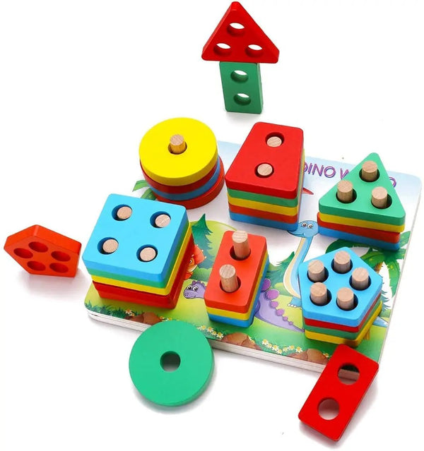 Geometric Wooden Shape sorter Educational Preschool Toddler Toys for 3 to 5 Year Old for Kids Deals499