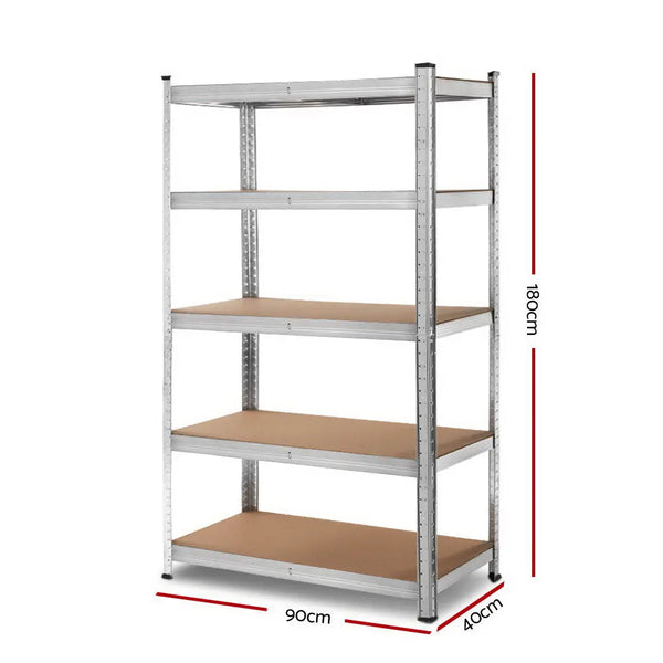 Giantz 1.8M Warehouse Racking Rack Shelving Garage Steel Metal Storage Shelves Silver Deals499