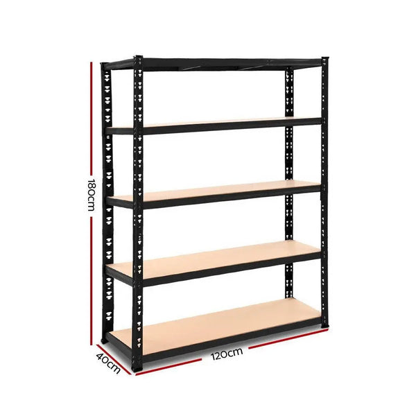 Giantz 1.8M Warehouse Racking Shelving Storage Shelf Garage Shelves Rack Steel Black Deals499