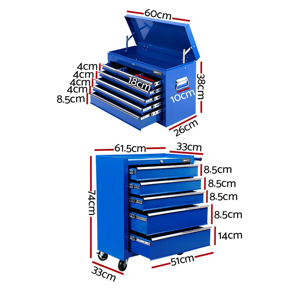 Giantz 14 Drawers Toolbox Chest Cabinet Mechanic Trolley Garage Tool Storage Box Deals499