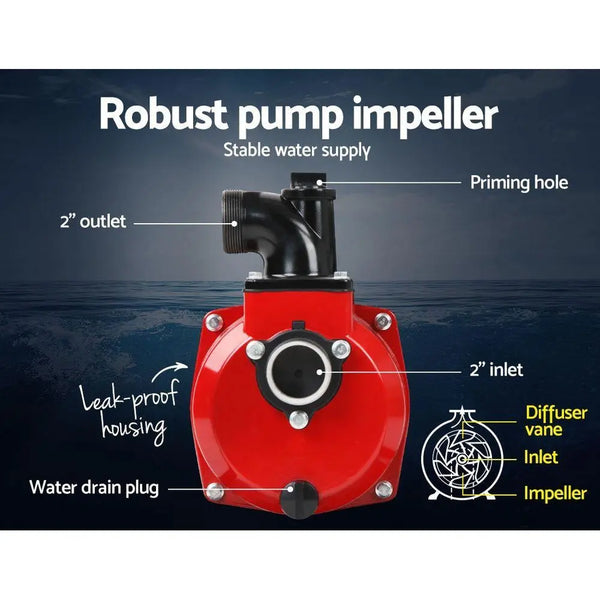 Giantz 2inch High Flow Water Pump - Black & Red Deals499
