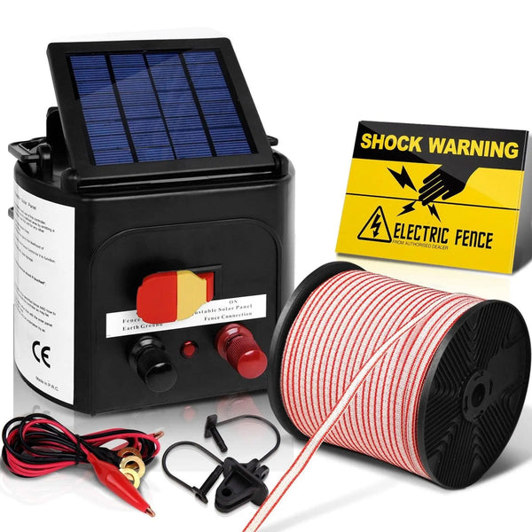 Giantz 3km Solar Electric Fence Energiser Charger with 400M Tape and 25pcs Insulators Deals499