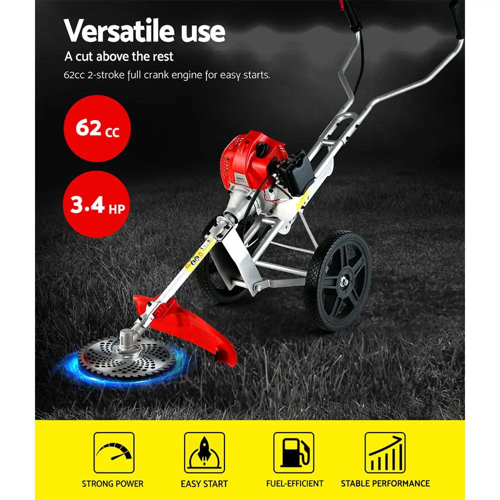 Giantz 62cc Petrol Brush Cutter Whipper Saw Trimmer 2 Stroke 3-in-1 Wheel Deals499