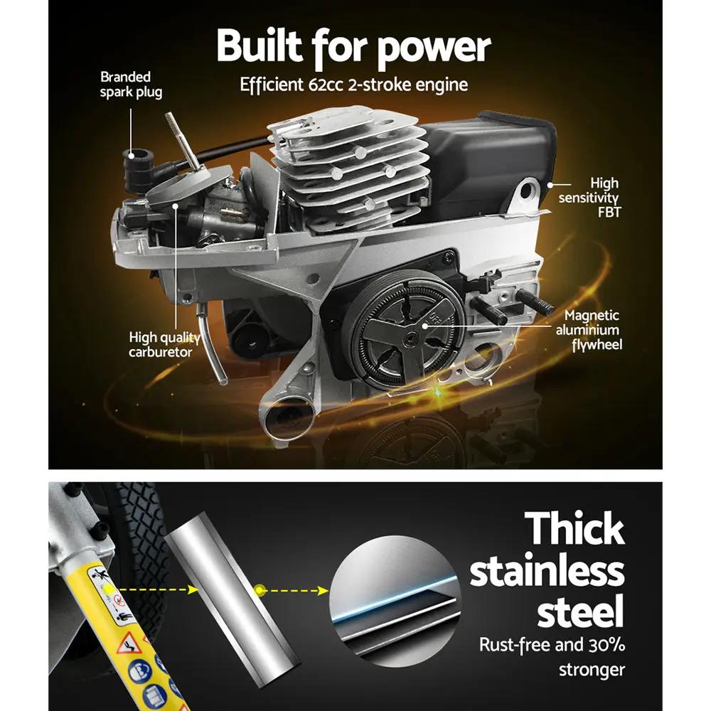 Giantz 62cc Petrol Brush Cutter Whipper Saw Trimmer 2 Stroke 3-in-1 Wheel Deals499