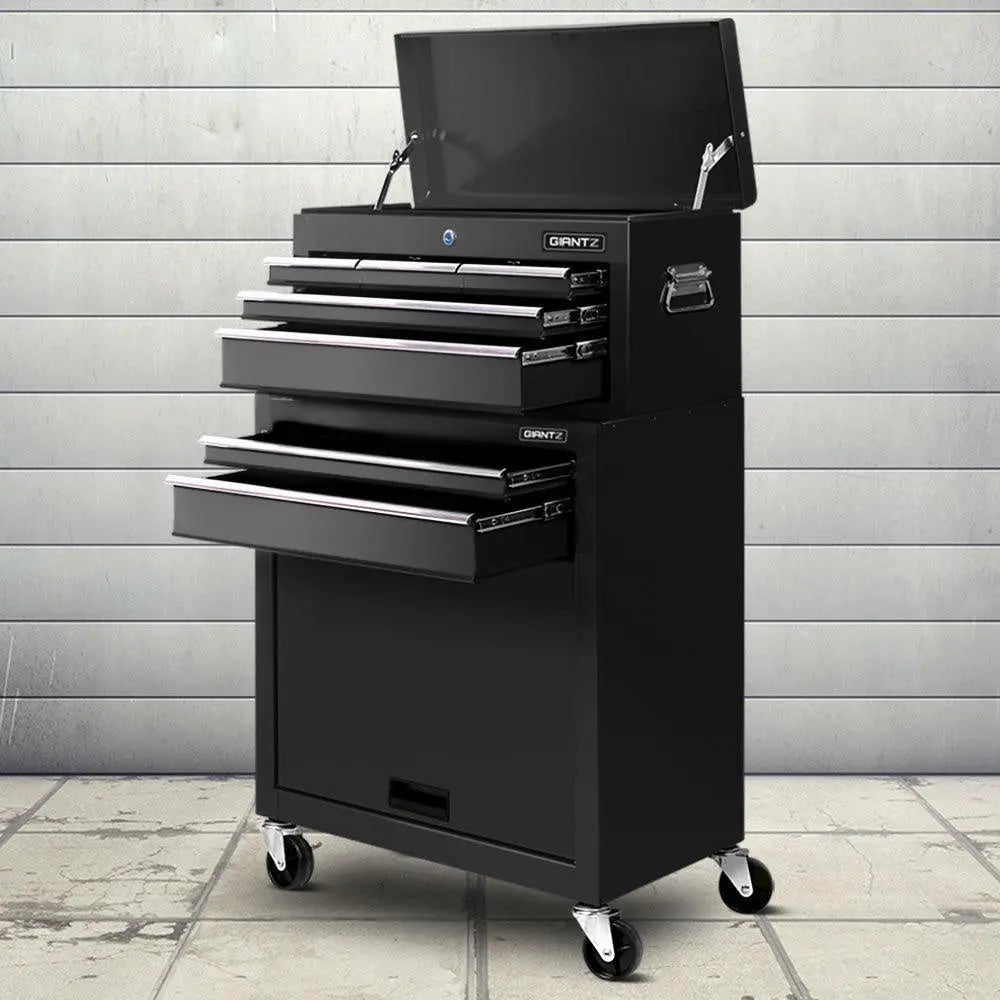 Giantz 7 Drawer Tool Box Cabinet Chest Storage Garage Toolbox Organiser Set Black Deals499