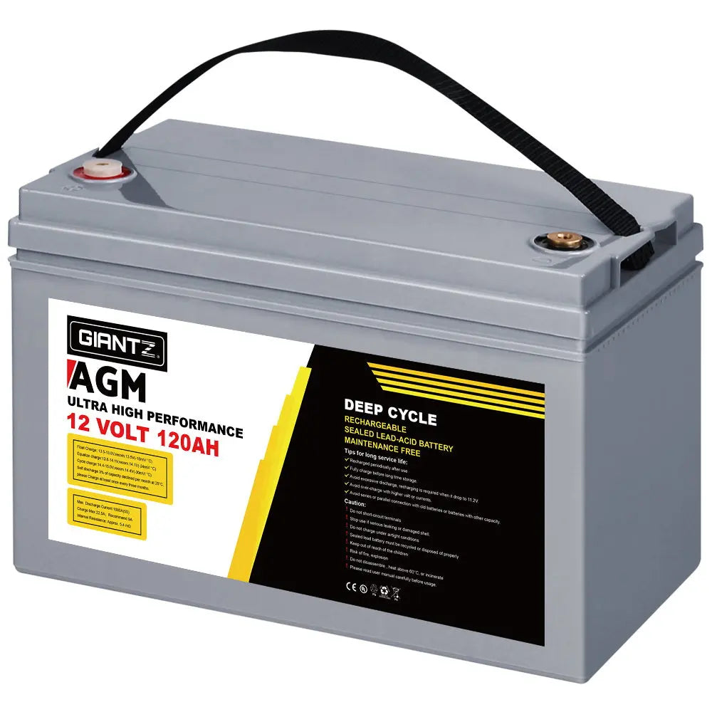 Giantz AGM Deep Cycle Battery 12V 120Ah Marine Sealed Power Portable Box Sola Deals499