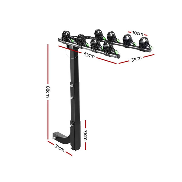 Giantz Bike Carrier 4 Bicycle Car Rear Rack Hitch Mount 2" Towbar Foldable Steel Deals499