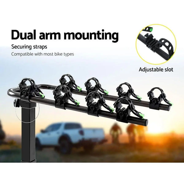 Giantz Bike Carrier 4 Bicycle Car Rear Rack Hitch Mount 2" Towbar Foldable Steel Deals499