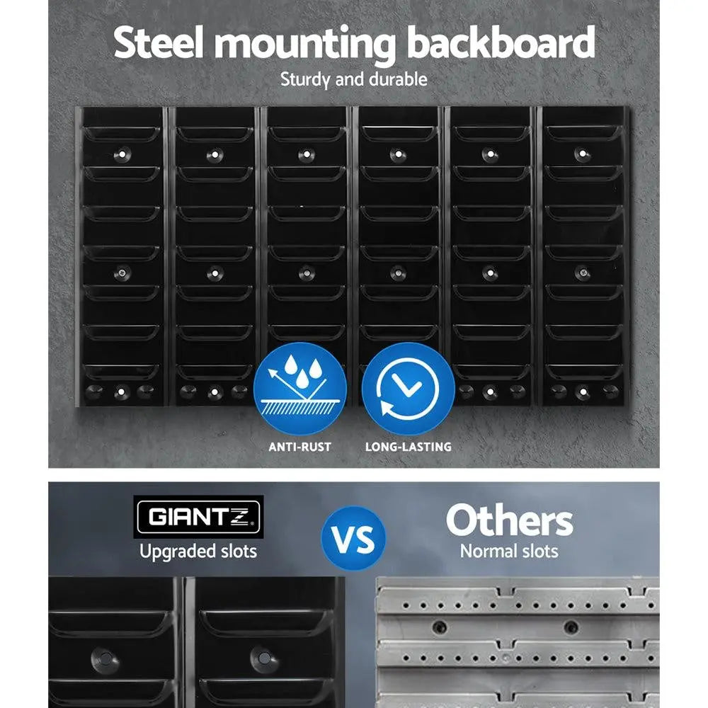 Giantz Bin Wall 48 Storage Bin Rack Wall Mounted Tools Steel Board Work Garage Deals499