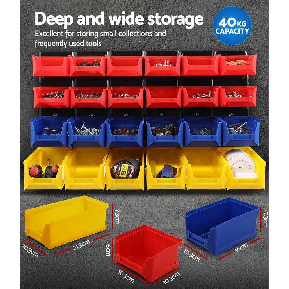 Giantz Bin Wall 48 Storage Bin Rack Wall Mounted Tools Steel Board Work Garage Deals499