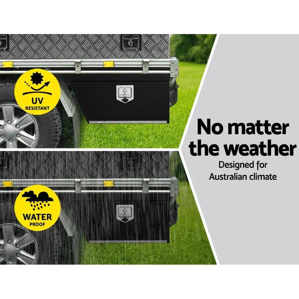 Giantz Black Under Tray Tool Box Pair Set Ute Steel Toolbox Trailer Underbody Deals499