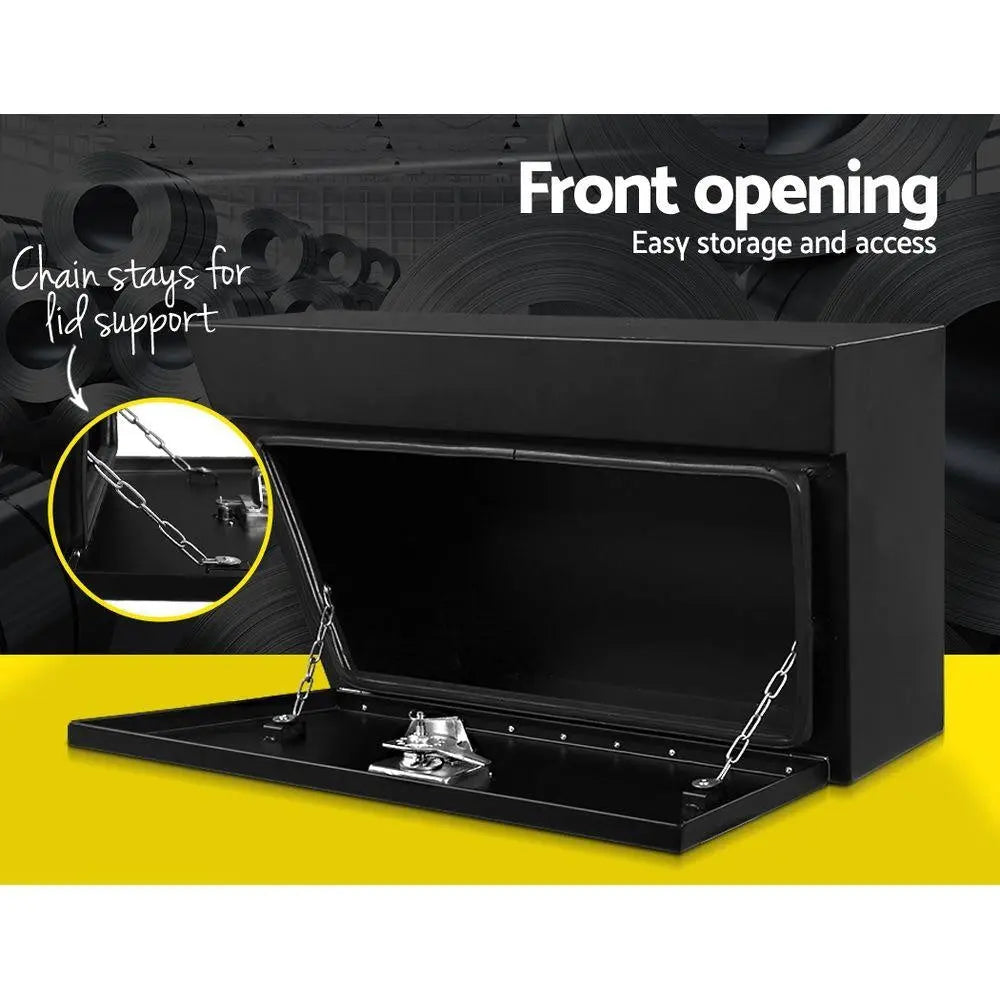 Giantz Black Under Tray Tool Box Pair Set Ute Steel Toolbox Trailer Underbody Deals499