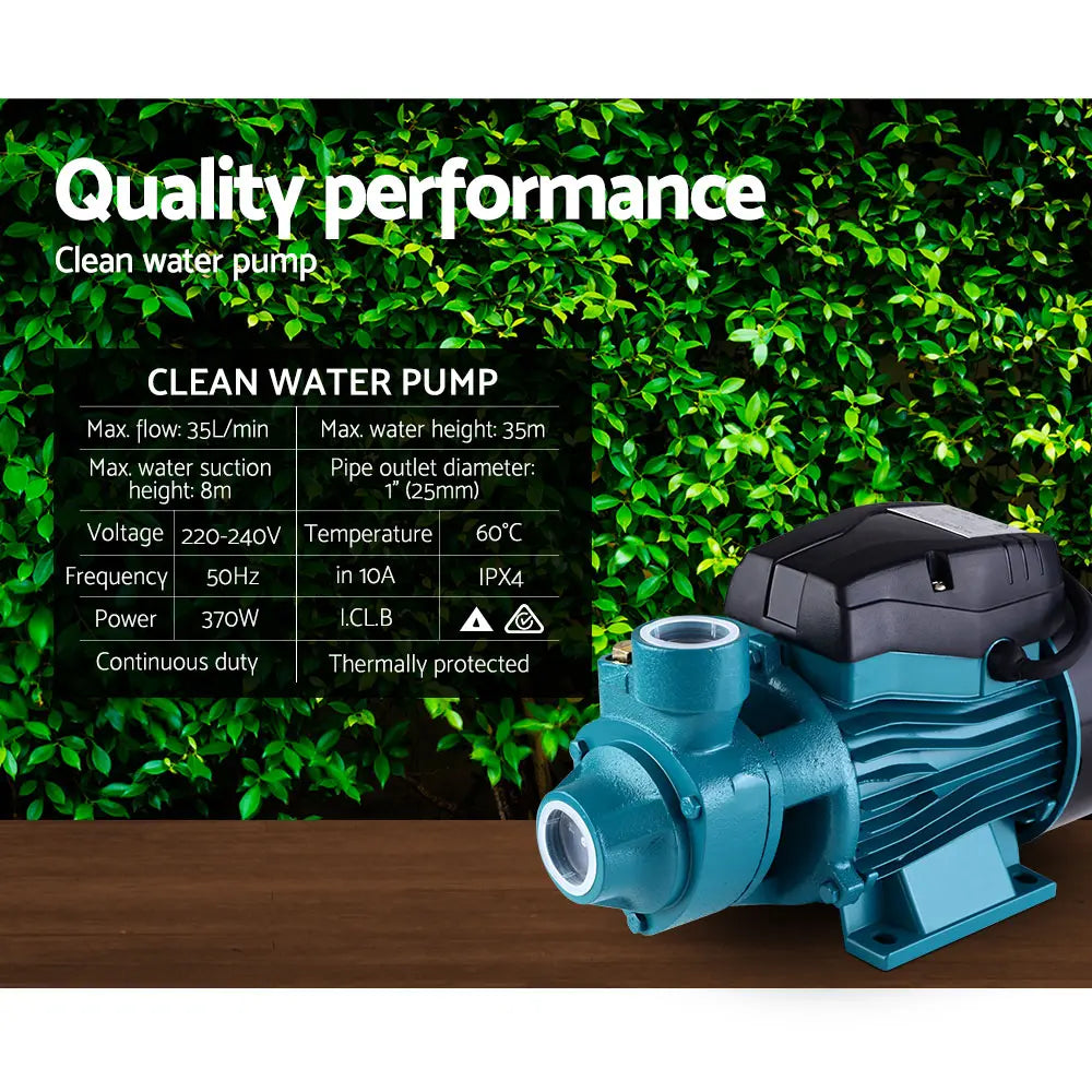 Giantz Peripheral Water Pump Clean Garden Farm Rain Tank Irrigation Electric QB60 Deals499