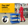 Giantz Tool Cart 3 Tier Parts Steel Trolley Mechanic Storage Organizer Blue Deals499