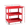 Giantz Tool Cart 3 Tier Parts Steel Trolley Mechanic Storage Organizer Red Deals499