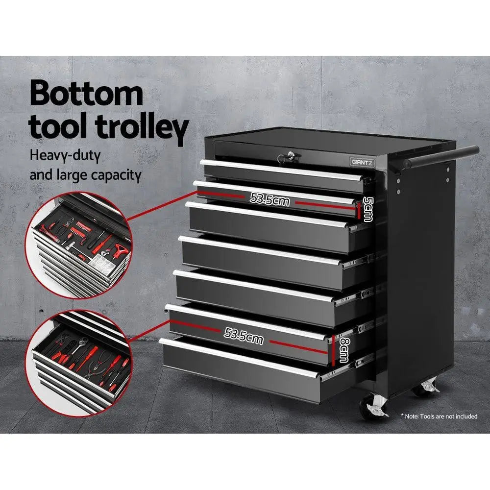 Giantz Tool Chest and Trolley Box Cabinet 16 Drawers Cart Garage Storage Black Deals499