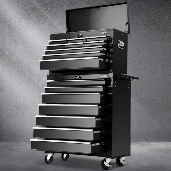 Giantz Tool Chest and Trolley Box Cabinet 16 Drawers Cart Garage Storage Black Deals499