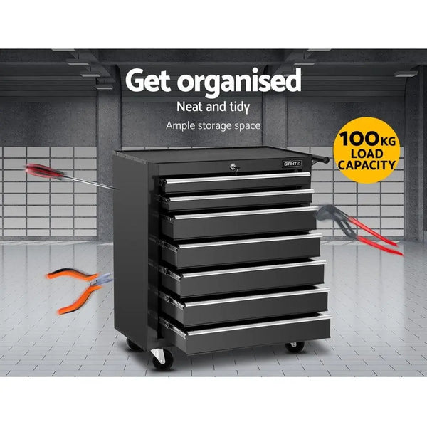 Giantz Tool Chest and Trolley Box Cabinet 7 Drawers Cart Garage Storage Black Deals499