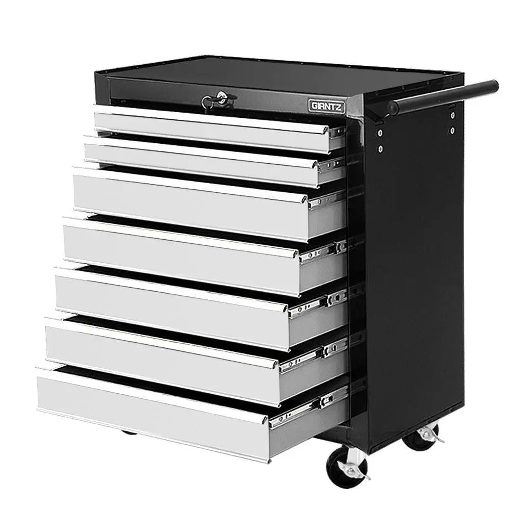 Giantz Tool Chest and Trolley Box Cabinet 7 Drawers Cart Garage Storage Black and Silver Deals499