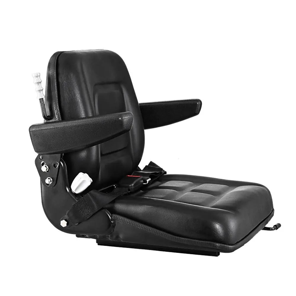 Giantz Tractor Seat with Armrest Forklift Excavator Bulldozer Universal Suspension Backrest Truck Chair black Deals499