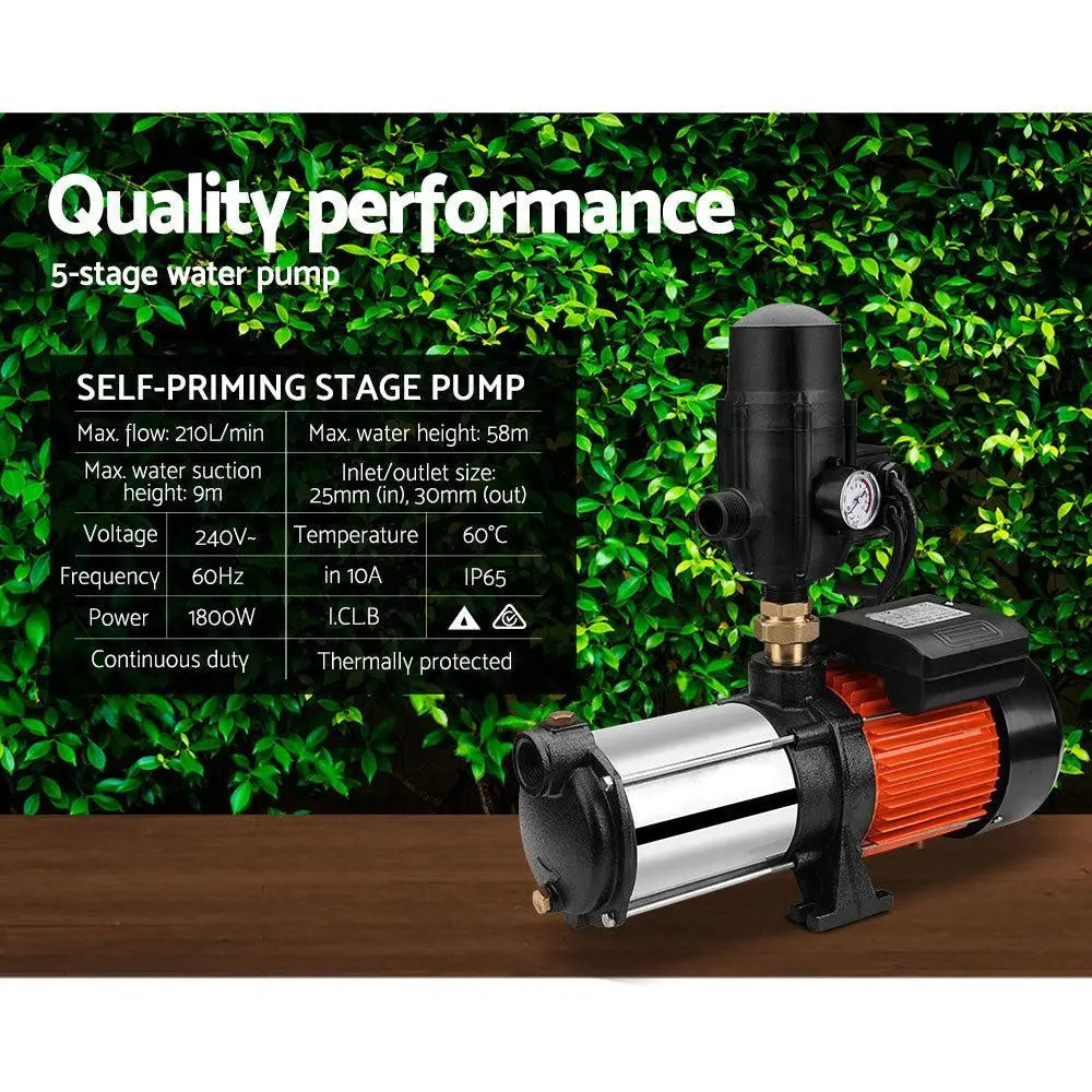 Giantz Water Pump High Pressure Multi Stage Farm Rain Tank Irrigation Garden Deals499
