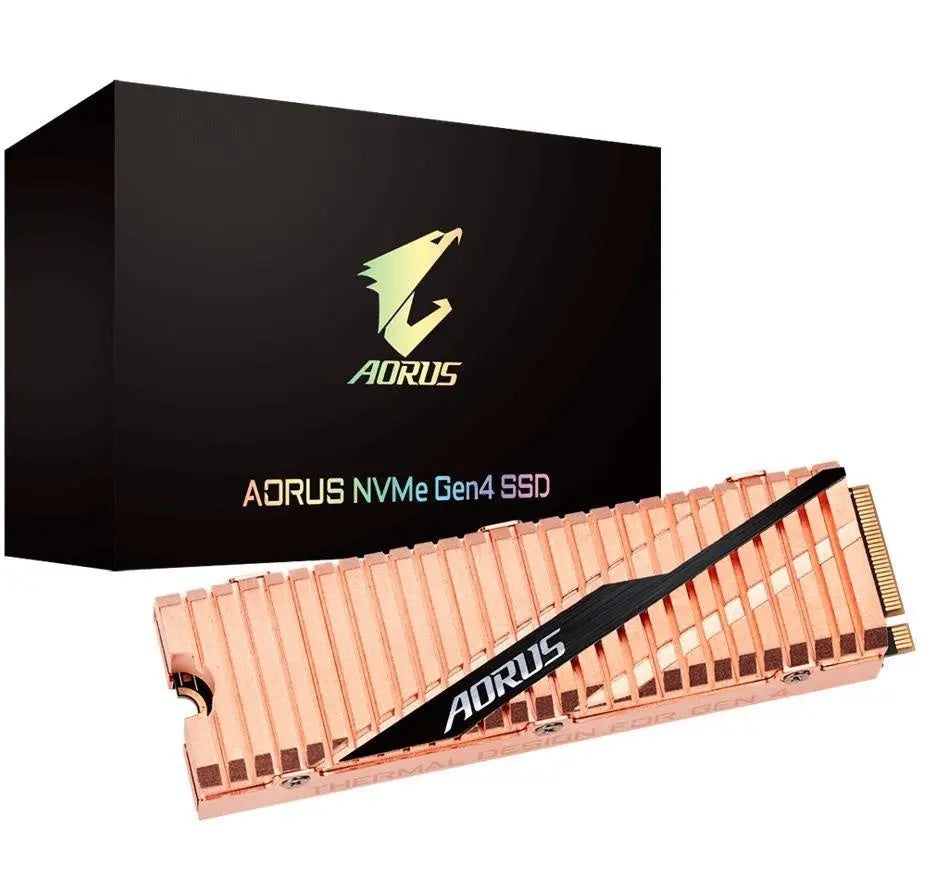 Gigabyte AORUS M.2 PCIe NVMe Gen4 SSD 1TB - 5000/4400 MB/s 750K/700K IOPS 3D NAND TLC 1.77 Mil MTBF 5yrs Wty TRIM SMART Wear Leveling Over Provision GIGABYTE