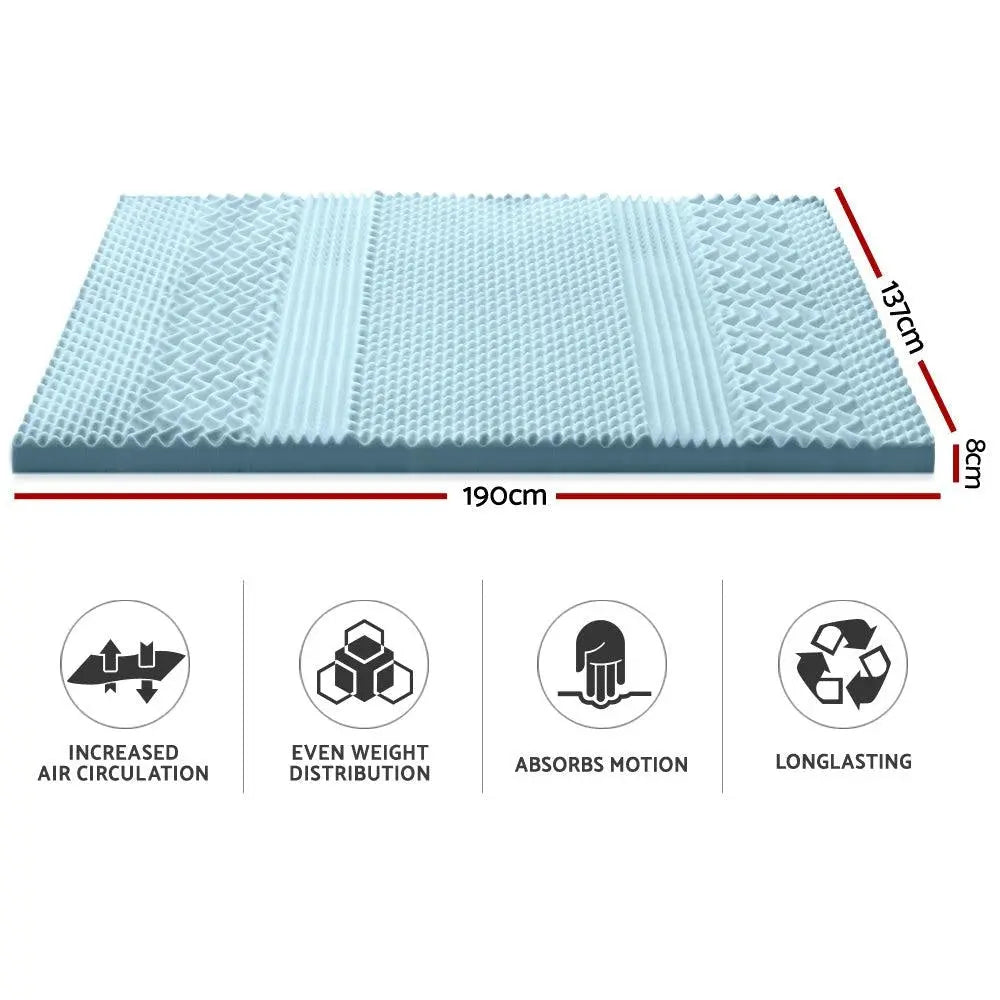 Giselle Bedding Cool Gel 7-zone Memory Foam Mattress Topper w/Bamboo Cover 8cm - Double Giselle