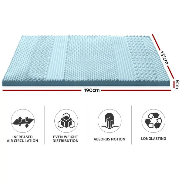 Giselle Bedding Cool Gel 7-zone Memory Foam Mattress Topper w/Bamboo Cover 8cm - Double Giselle