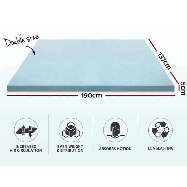 Giselle Bedding Cool Gel Memory Foam Mattress Topper w/Bamboo Cover 5cm - Double Giselle