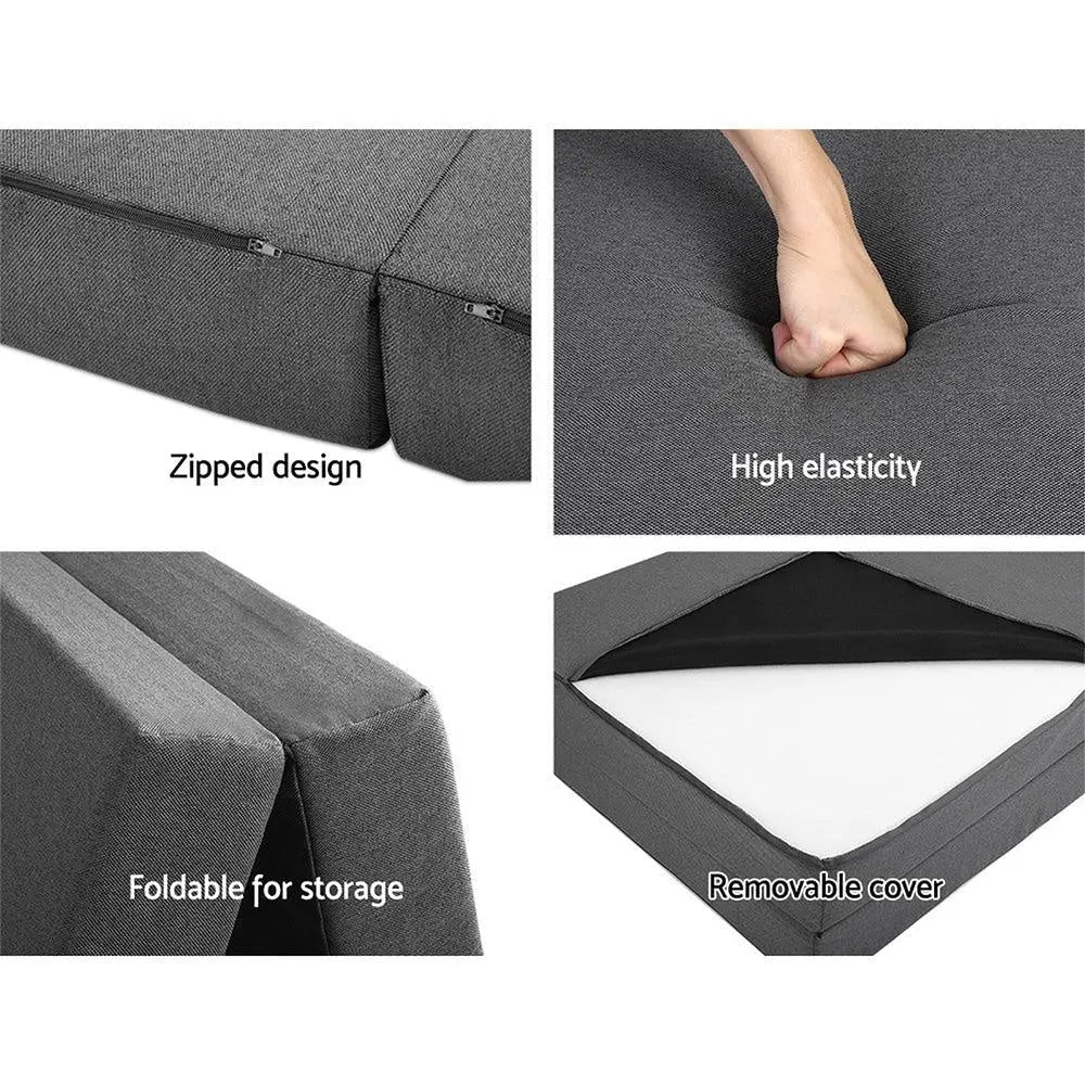 Giselle Bedding Double Size Folding Foam Mattress Portable Bed Mat Dark Grey Giselle