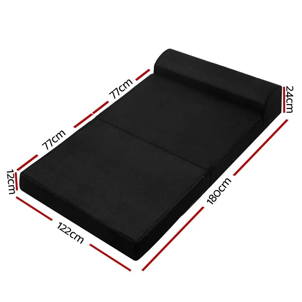 Giselle Bedding Folding Foam Mattress Portable Double Sofa Bed Mat Air Mesh Fabric Black Giselle