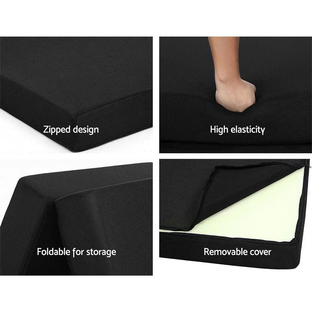 Giselle Bedding Folding Foam Mattress Portable Double Sofa Bed Mat Air Mesh Fabric Black Giselle