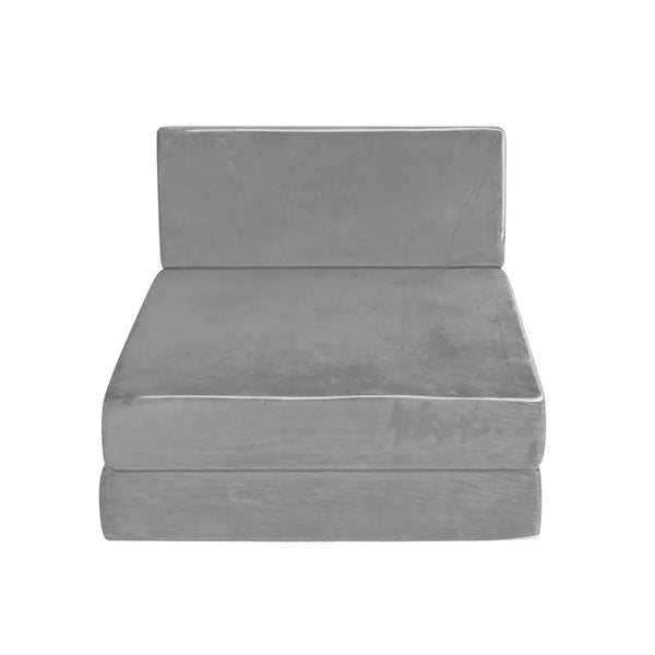 Giselle Bedding Folding Foam Mattress Portable Sofa Bed Lounge Chair Velvet Light Grey Giselle