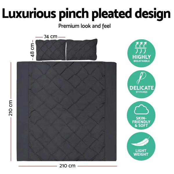 Giselle Bedding Queen Size Quilt Cover Set - Black Giselle